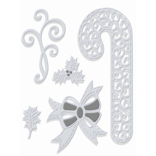 Sweet Dixie Swirly Candy Cane & Embellishments die set