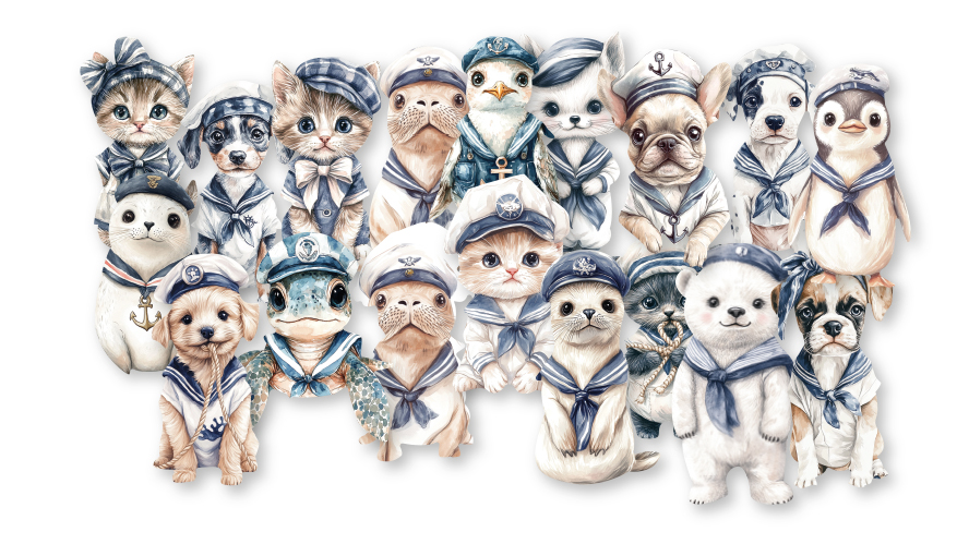 DDBD Waves of the Sea collage Die-cuts Little Sailor