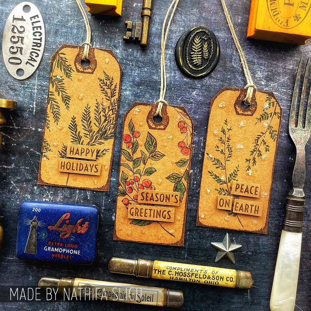 Tim Holtz Mixed-Media Stamps & Stencil Set - Sketchy Greenery