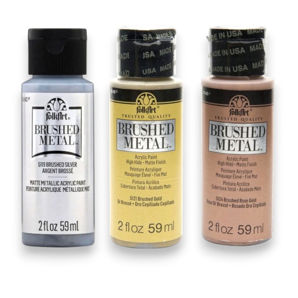 FolkArt Brushed Metal - 6 Colour Paint Set (2oz) 