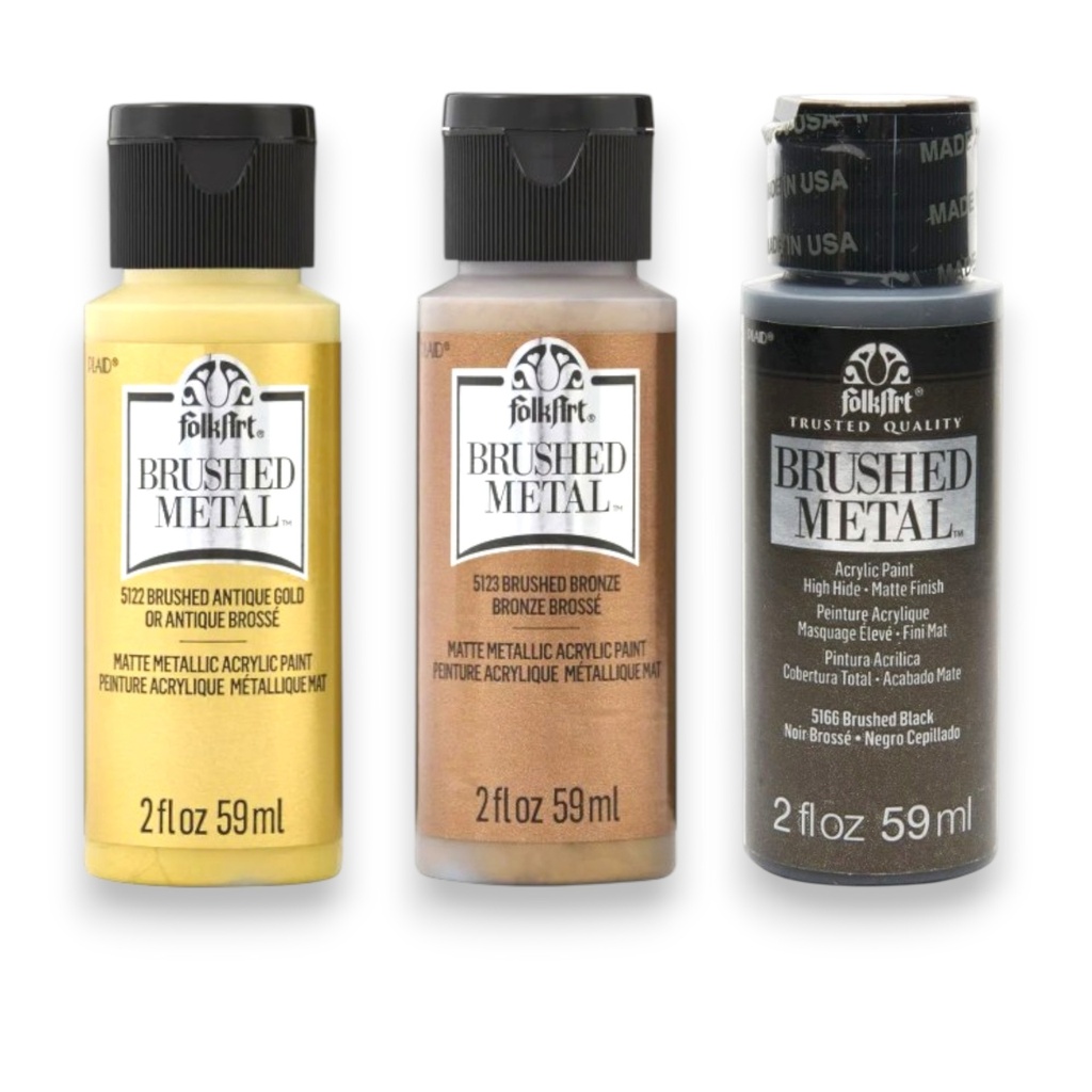 FolkArt Brushed Metal - 6 Colour Paint Set (2oz) 