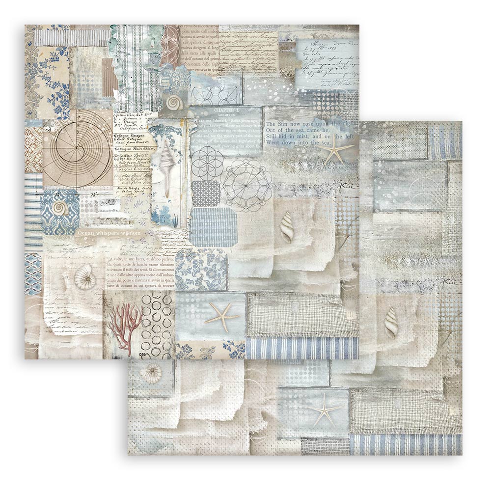 Scrapbooking Small Pad 10 sheets cm 20,3X20,3 (8"X8") Backgrounds Selection - Silent Sea