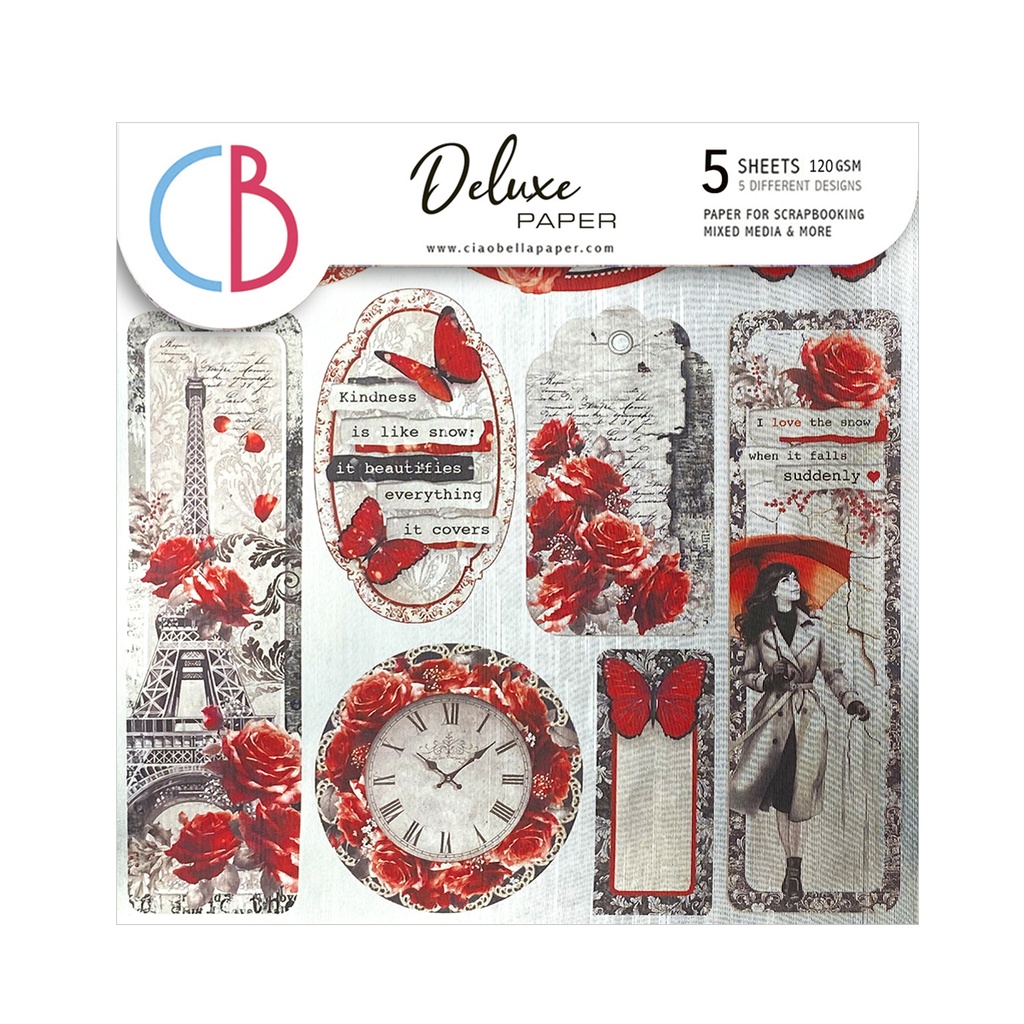 Ciao Bella Paper - Paris Je t’aime 6"x6" Deluxe Silver Paper 