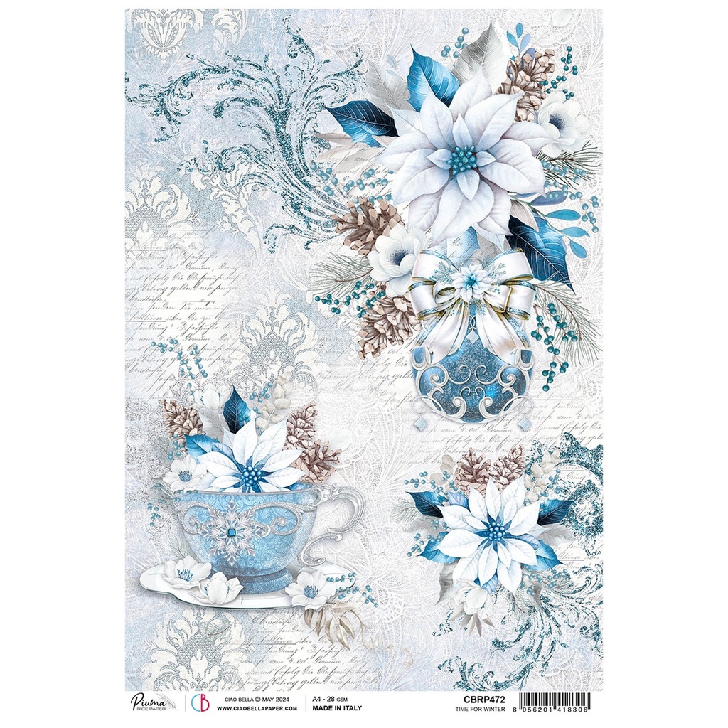 Ciao Bella Paper - Time for Winter A4 rice paper (SINGLE Sheet)