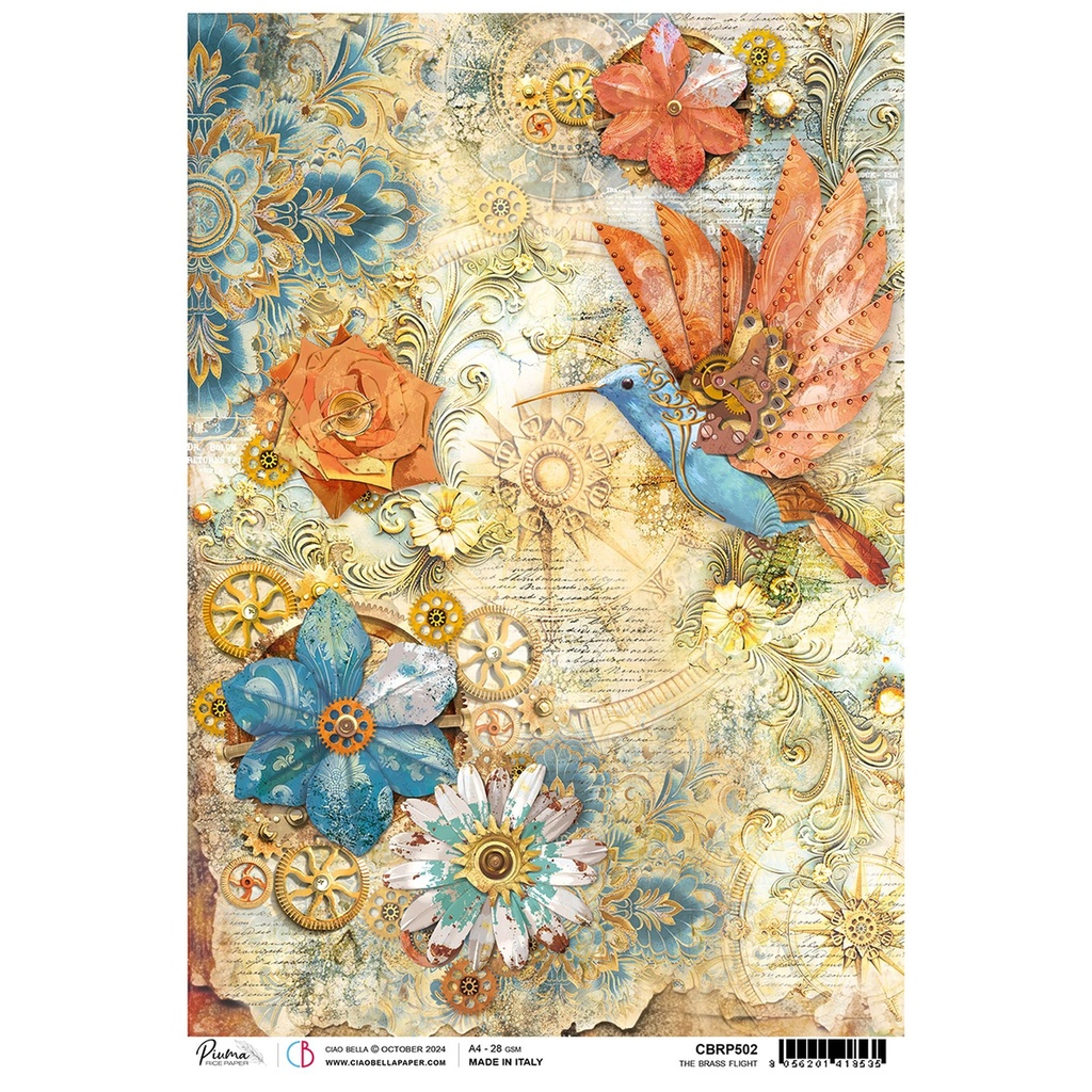 Ciao Bella Paper - The Brass Flight A4 rice paper (SINGLE Sheet)
