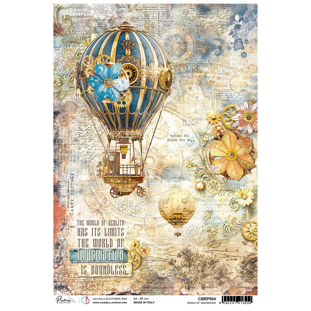 World Of Imagination - Ciao Bella Piuma Rice Paper A4 - Single Sheet