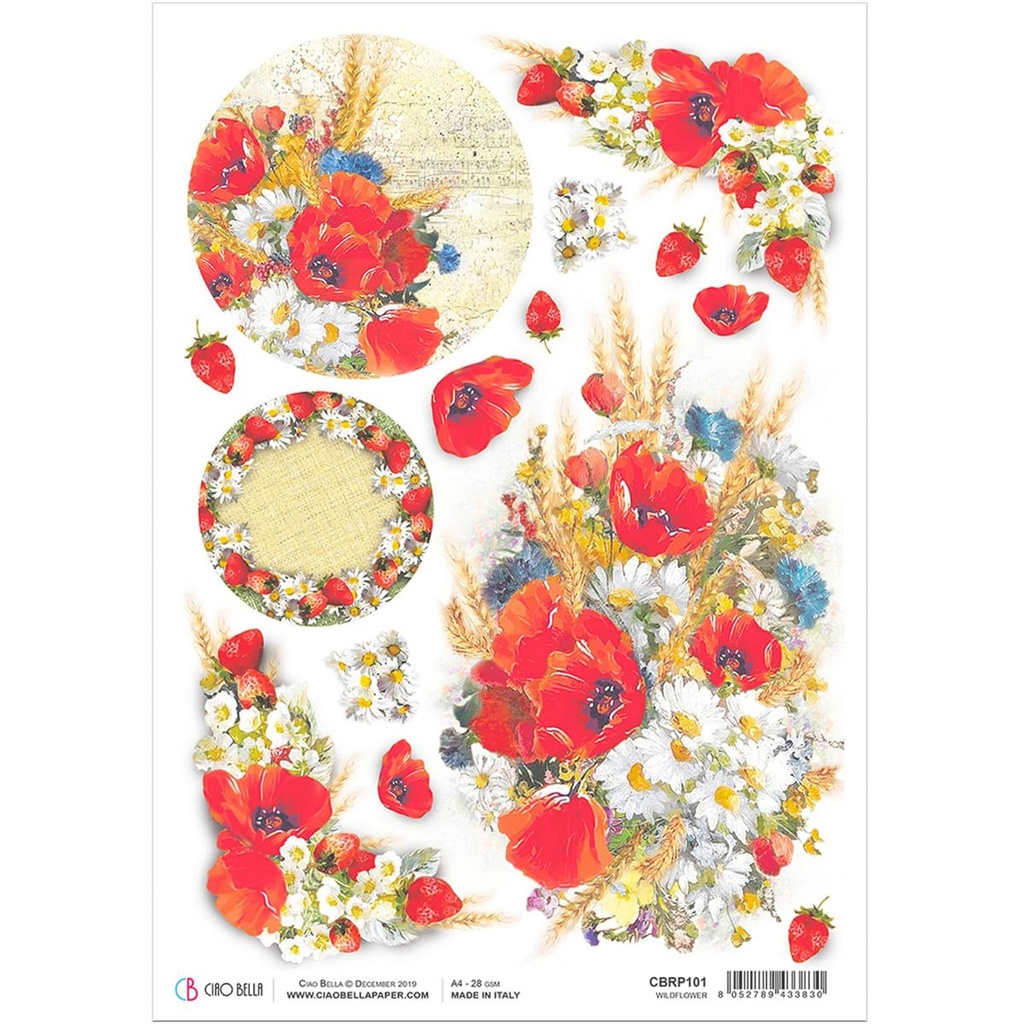 Ciao Bella Paper - Wildflower A4 rice paper (5 Pack)