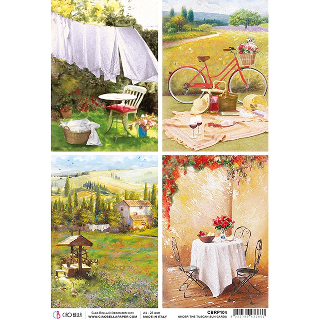 Ciao Bella Paper - Tuscan Cards A4 rice paper (5 Pack)