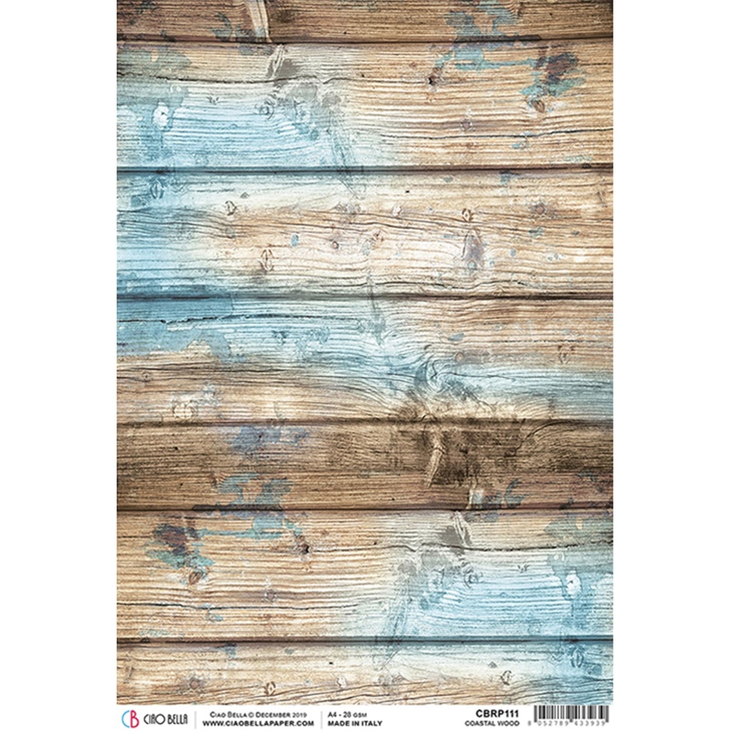 Ciao Bella Paper - Coastal Wood A4 rice paper (5 Pack)