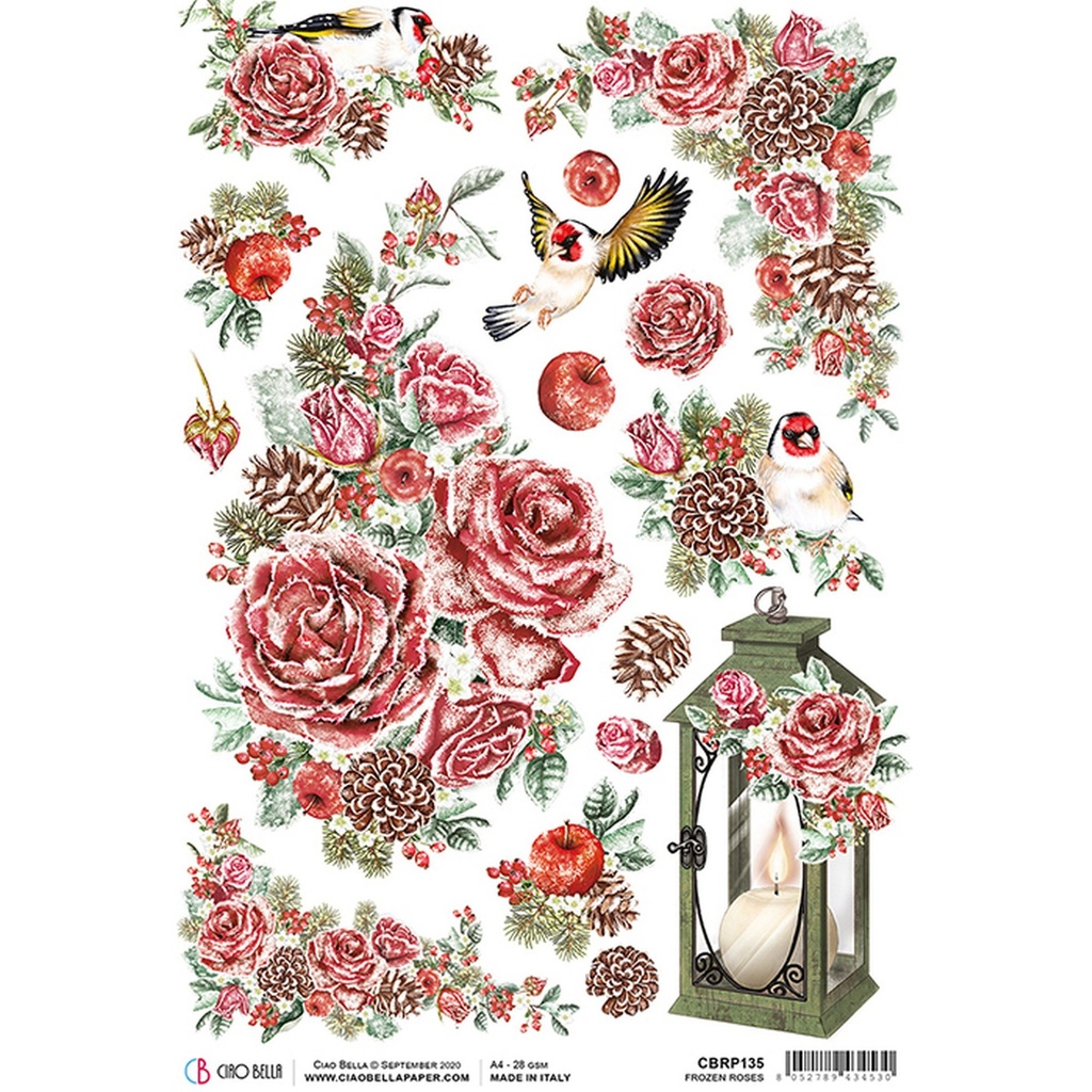 Ciao Bella Paper - Frozen Roses A4 rice paper (5 Pack)