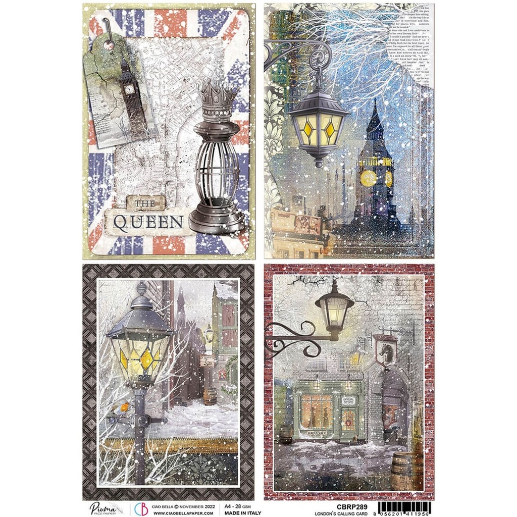 Ciao Bella Paper - London's Calling Cards A4 rice paper (5 Pack)