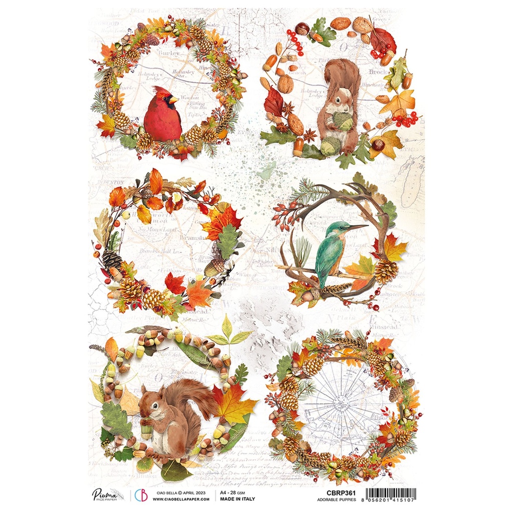Ciao Bella Paper - Autumn Compositions A4 rice paper (5 Pack)
