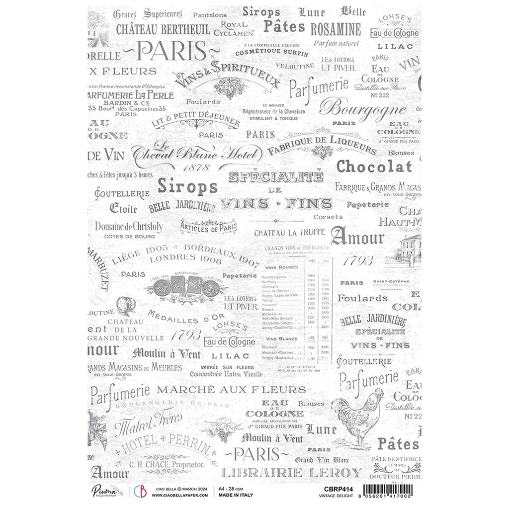 Ciao Bella Paper - Vintage Delight A4 Rice Paper (5 pack)