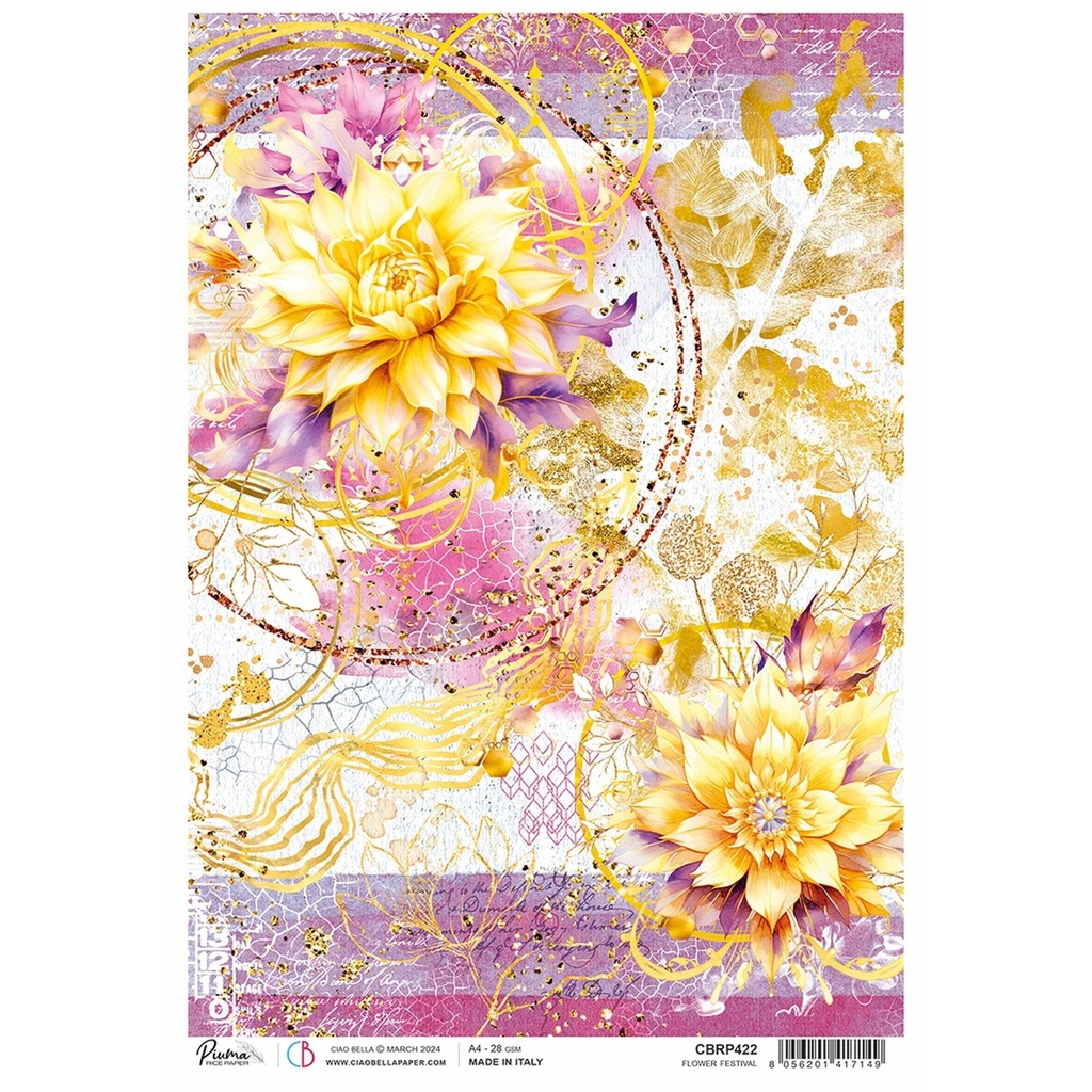Ciao Bella Paper - Flower Festival A4 rice paper (5 Pack)