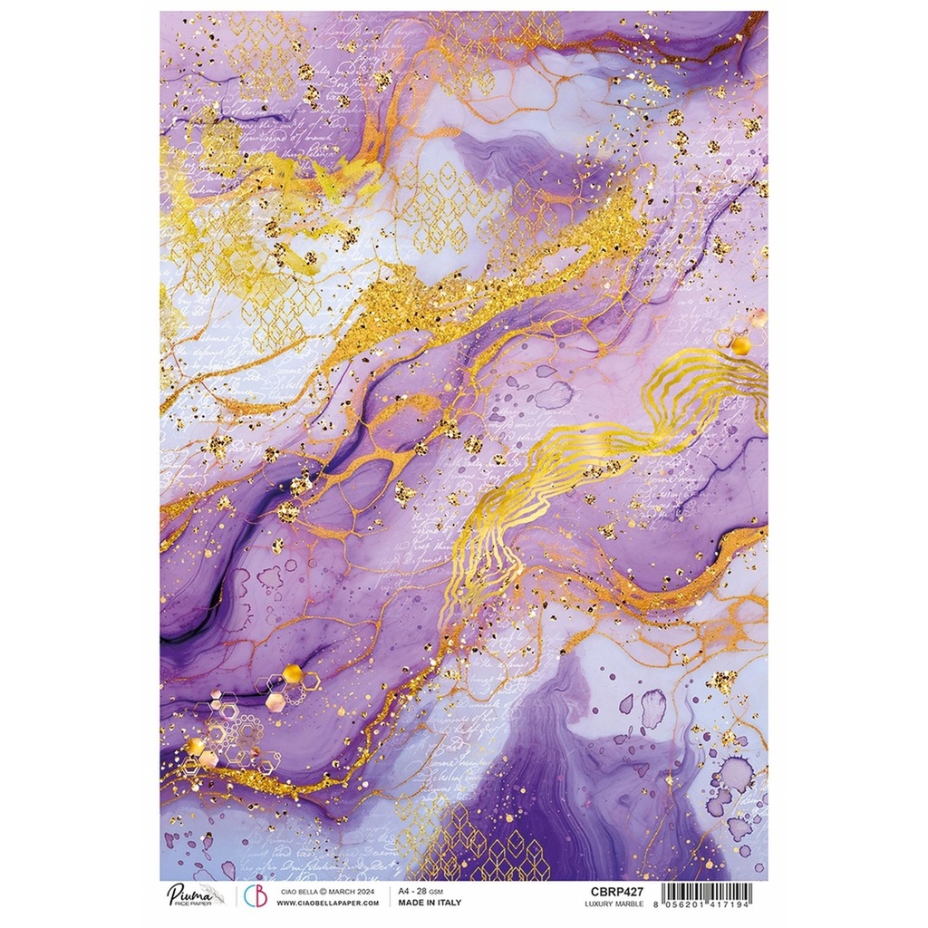 Ciao Bella Paper - Luxury Marble A4 rice paper (5 Pack)