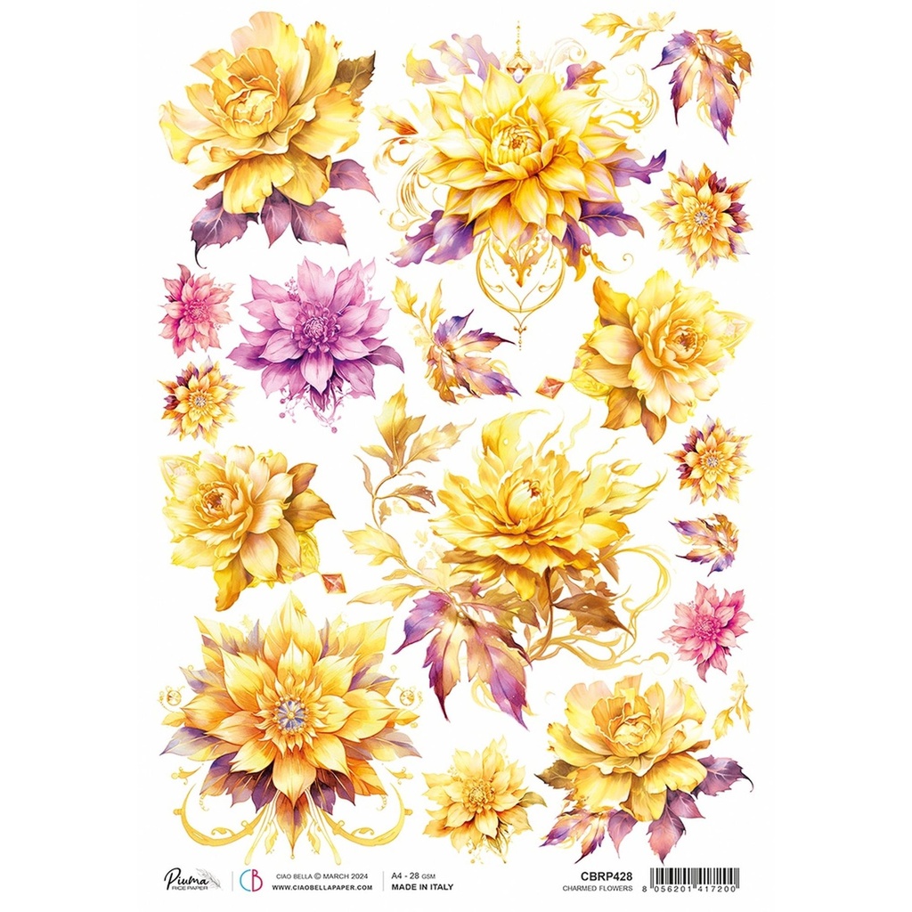 Ciao Bella Paper - Charmed Flowers A4 rice paper (5 Pack)
