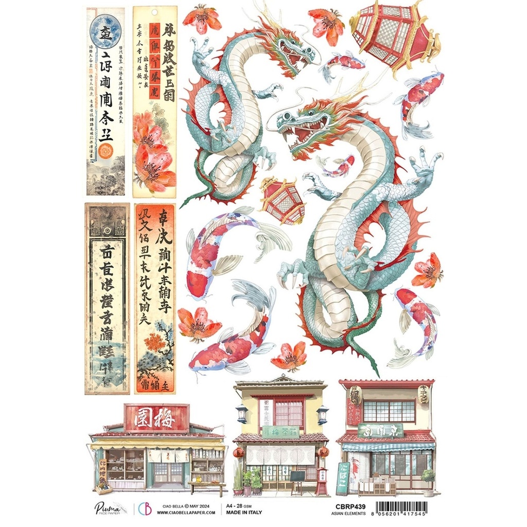 Ciao Bella Paper - Asian Elements A4 rice paper (5 Pack)