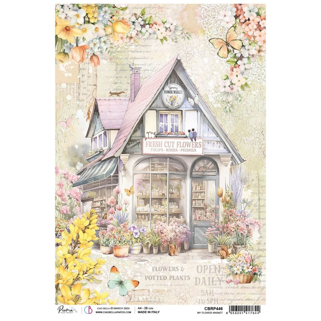 Ciao Bella Paper - My Flower Market A4 rice paper (5 Pack)