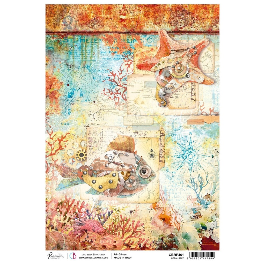 Ciao Bella Paper - Coral Reef A4 Rice Paper (5 pack)