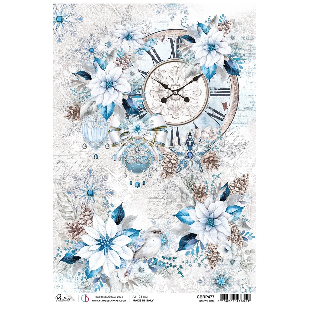 Ciao Bella Paper - Snowy Time A4 rice paper (5 Pack)