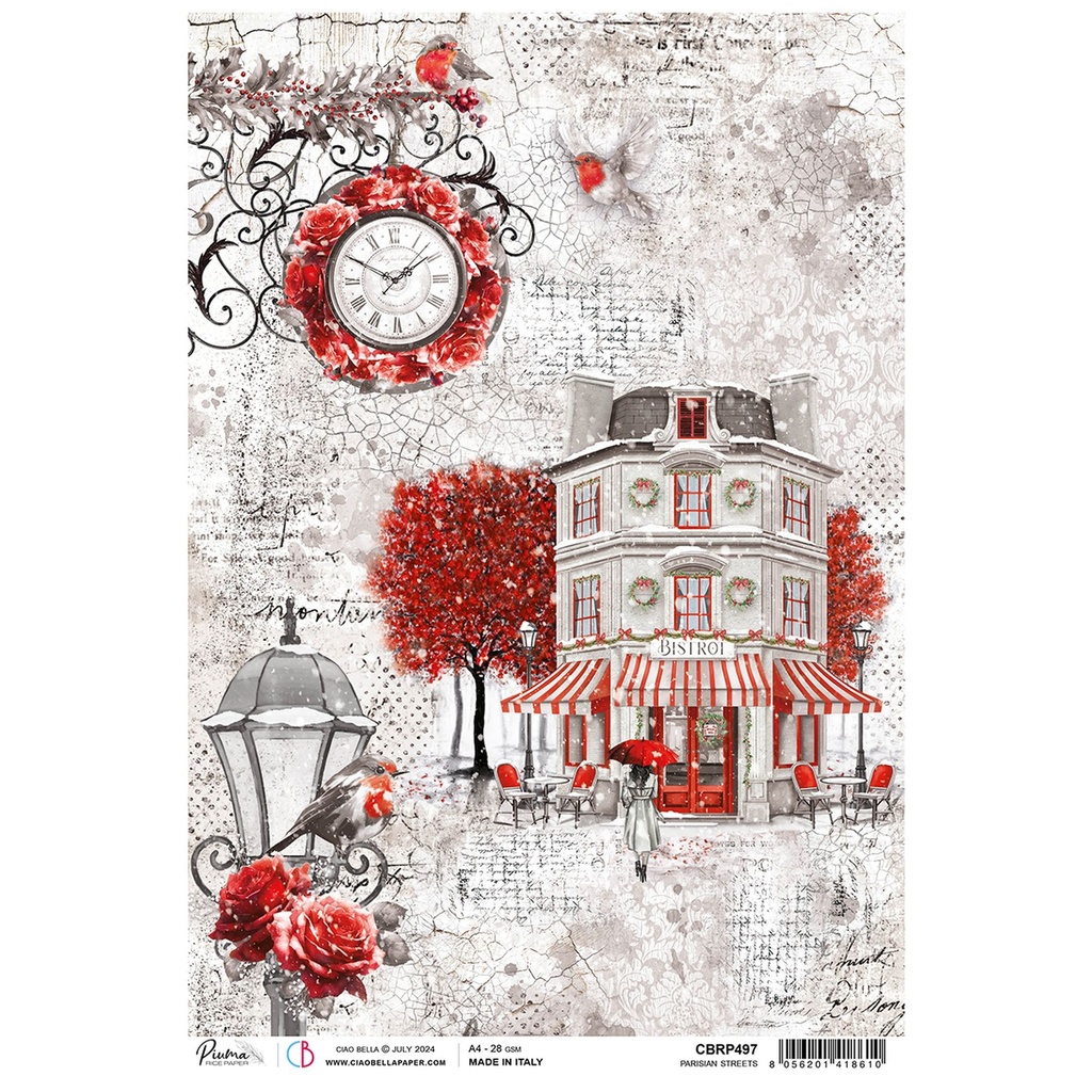 Ciao Bella Paper - Parisian Streets A4 rice paper (5 Pack)