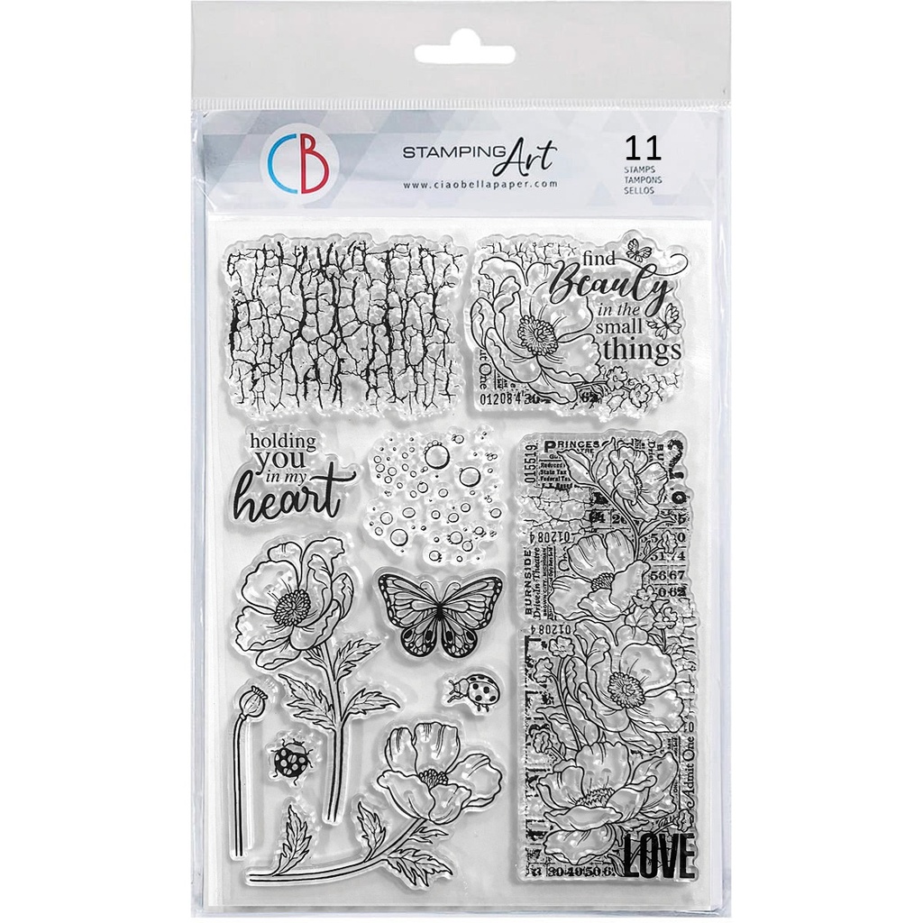 Ciao Bella Paper - Flourishing Scarlet 6"x8" stamp set