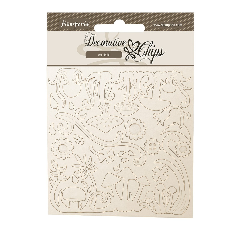Stamperia - Hidden Grove - Decorative Chips - Grass & Mushrooms
