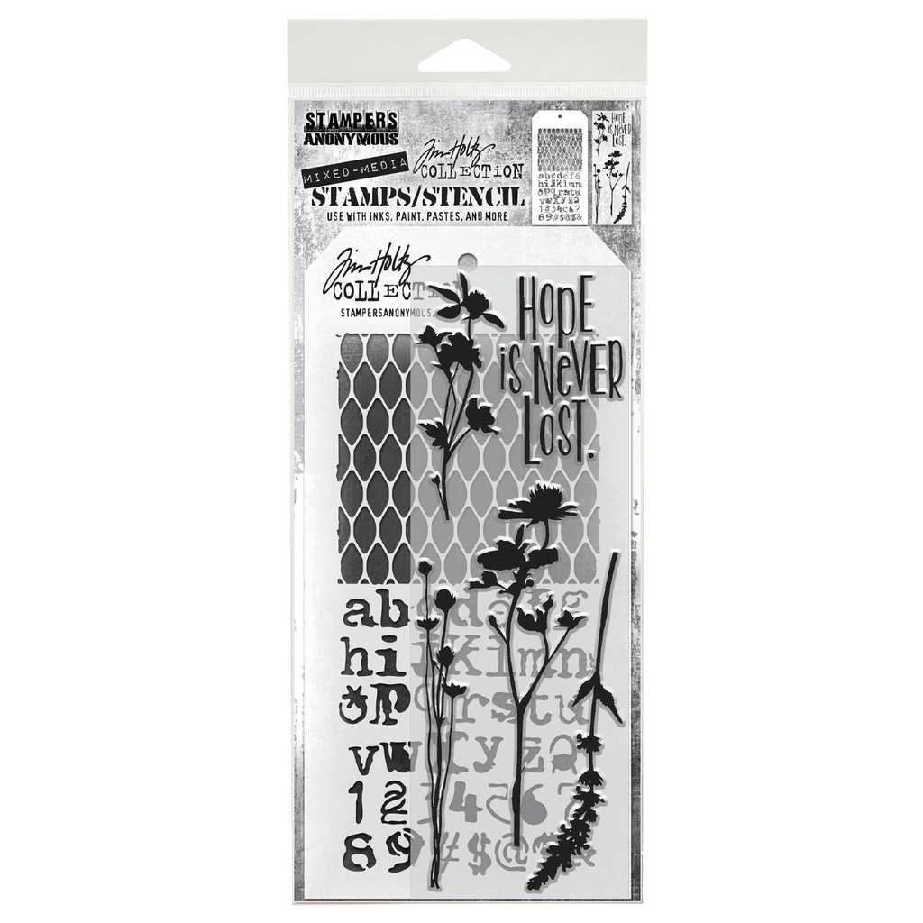 Tim Holtz Mixed-Media Stamps & Stencil Set #21 - Wildflowers