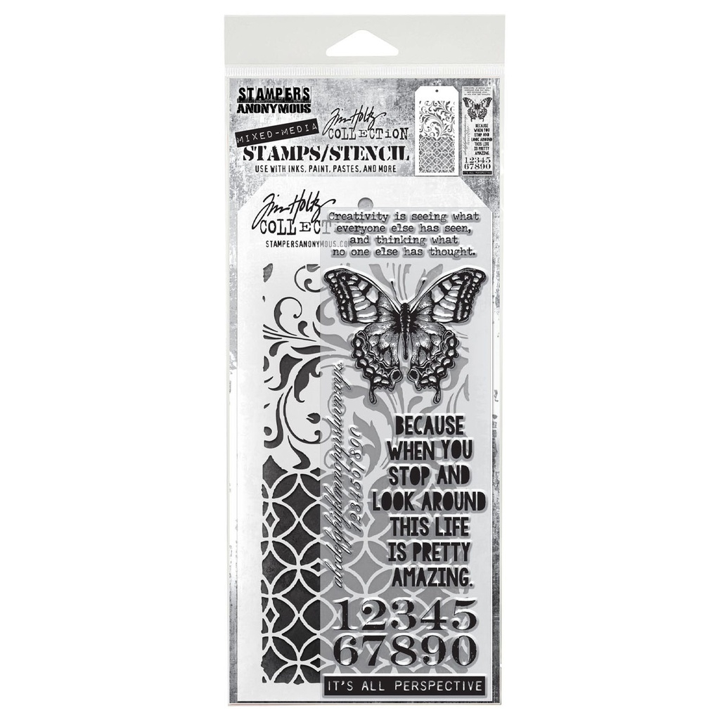 Tim Holtz Mixed-Media Stamps & Stencil Set - Perspective