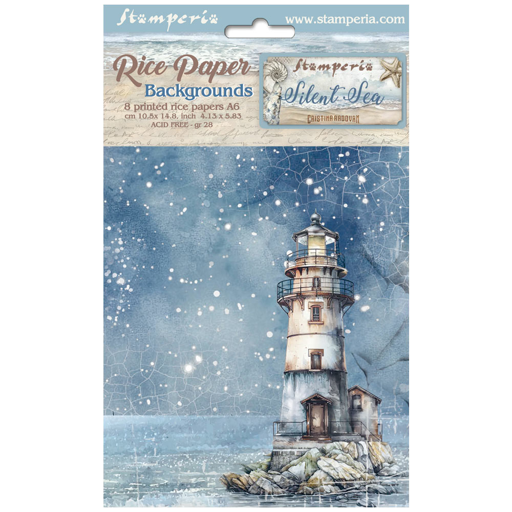 Stamperia - Silent Sea - A6 Rice Paper Backgrounds (8 designs)