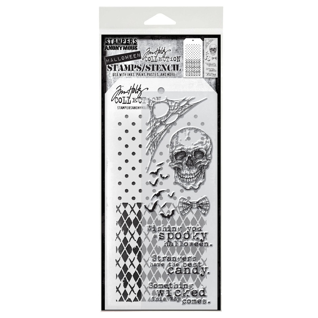 Tim Holtz Mixed-Media Stamps & Stencil Set: MIXED MEDIA SET #28