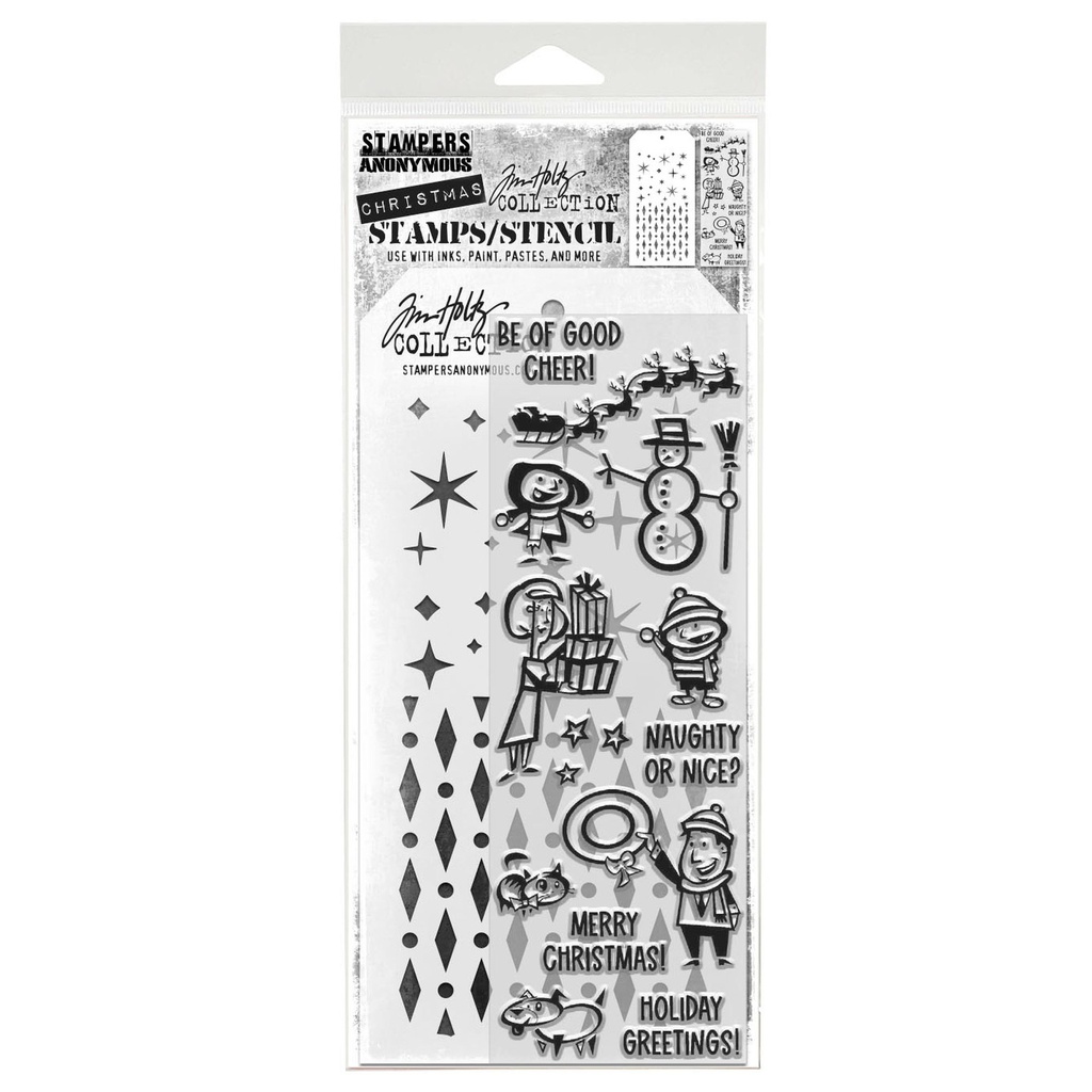 Tim Holtz Mixed-Media Stamps & Stencil Set #86 - Christmas Cartoons