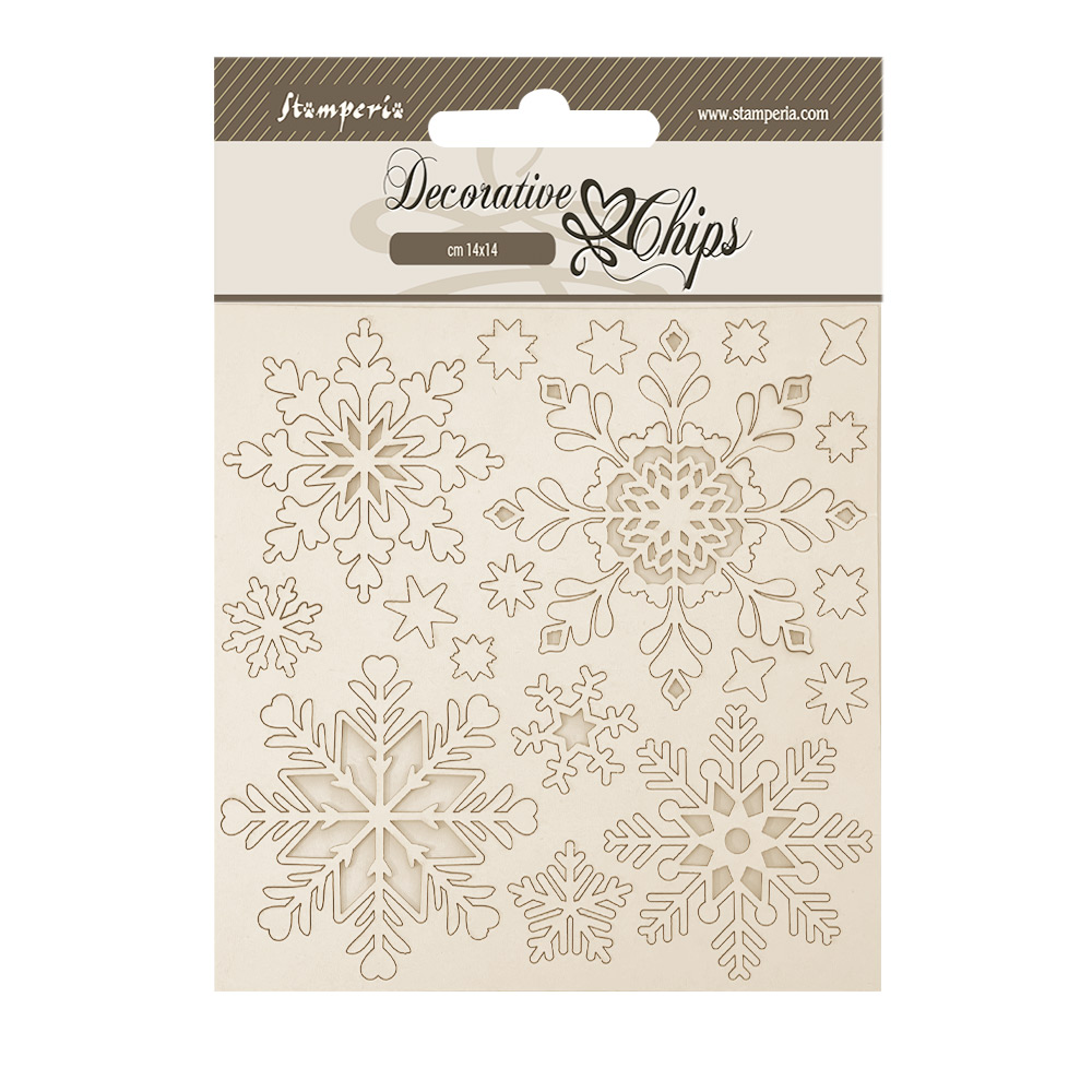 Stamperia - The Owl's House - Decorative chips -  Snowflakes