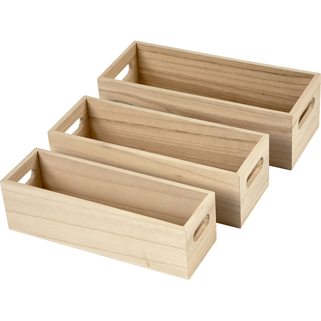 Wooden Storage Boxes - set of 3