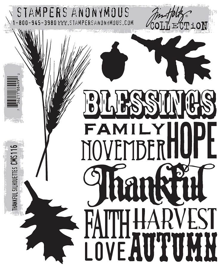 Tim Holtz - Stampers Anonymous Cling Stamps - Thankful Silhouettes
