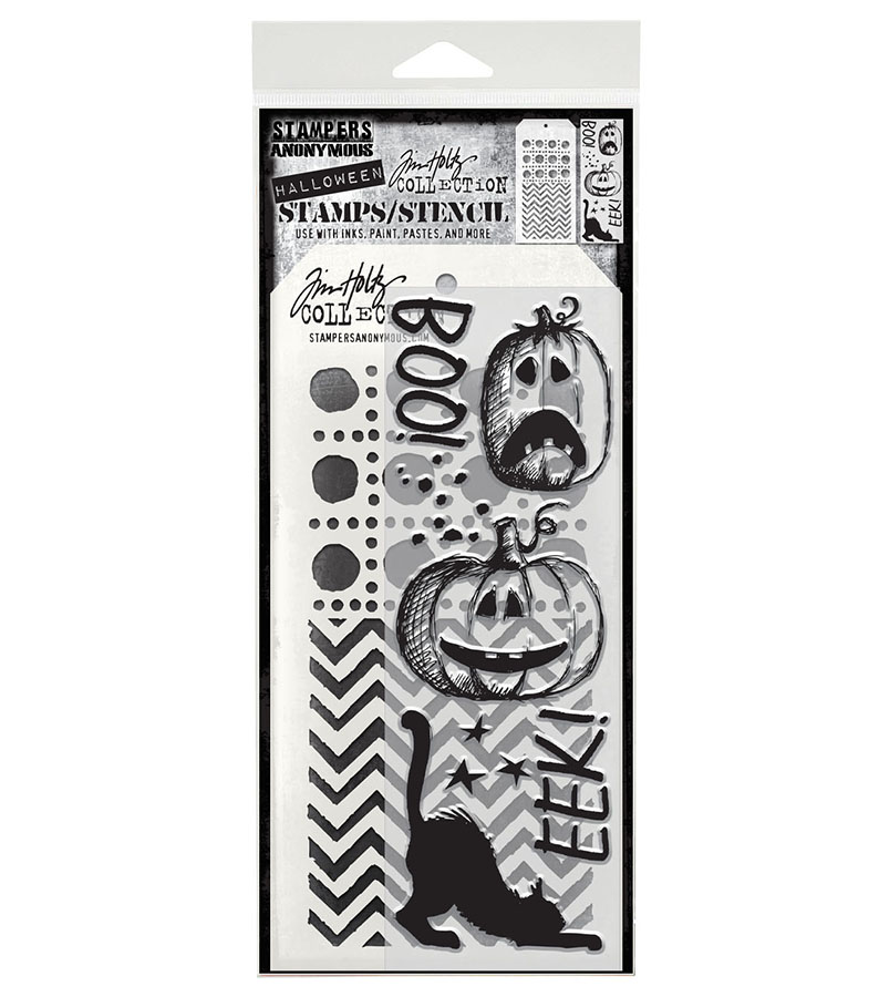 Tim Holtz Mixed-Media Stamps & Stencil Set #95 - Eek A Boo!