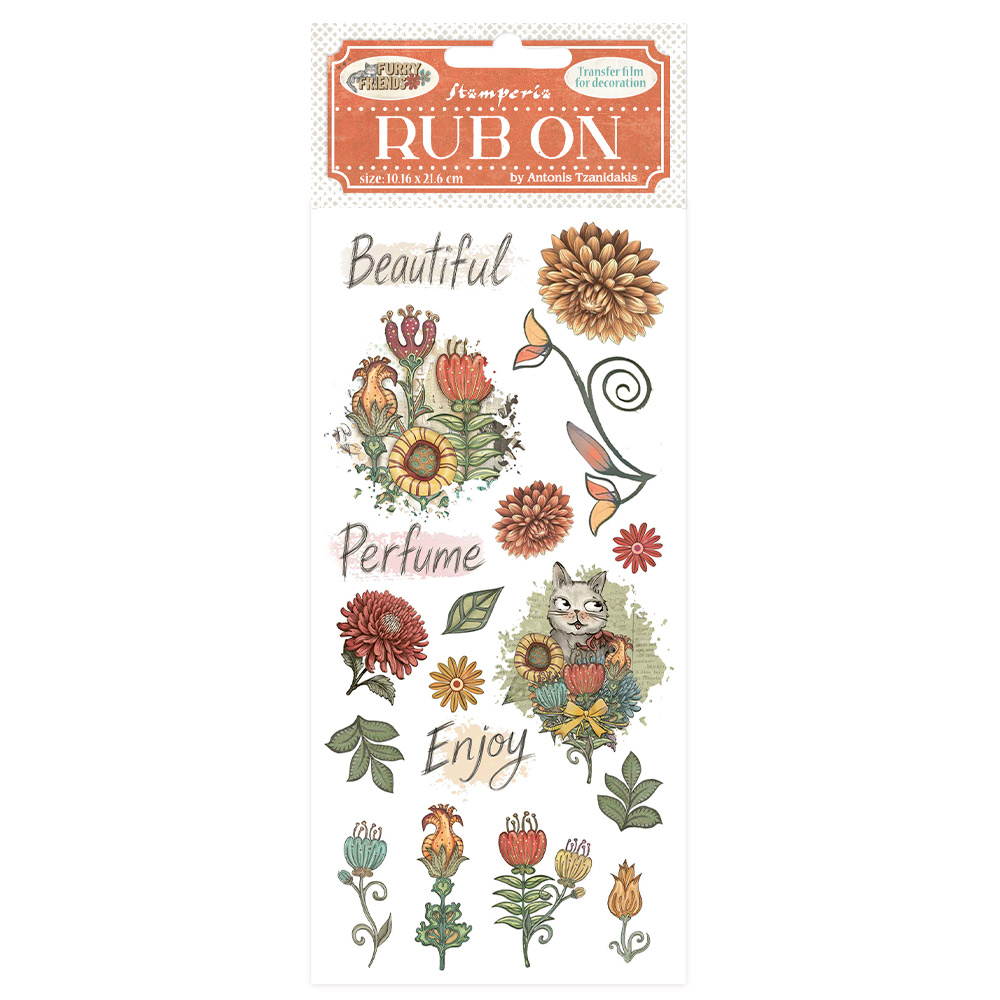 Stamperia - Furry Friends - Rub On - Flowers