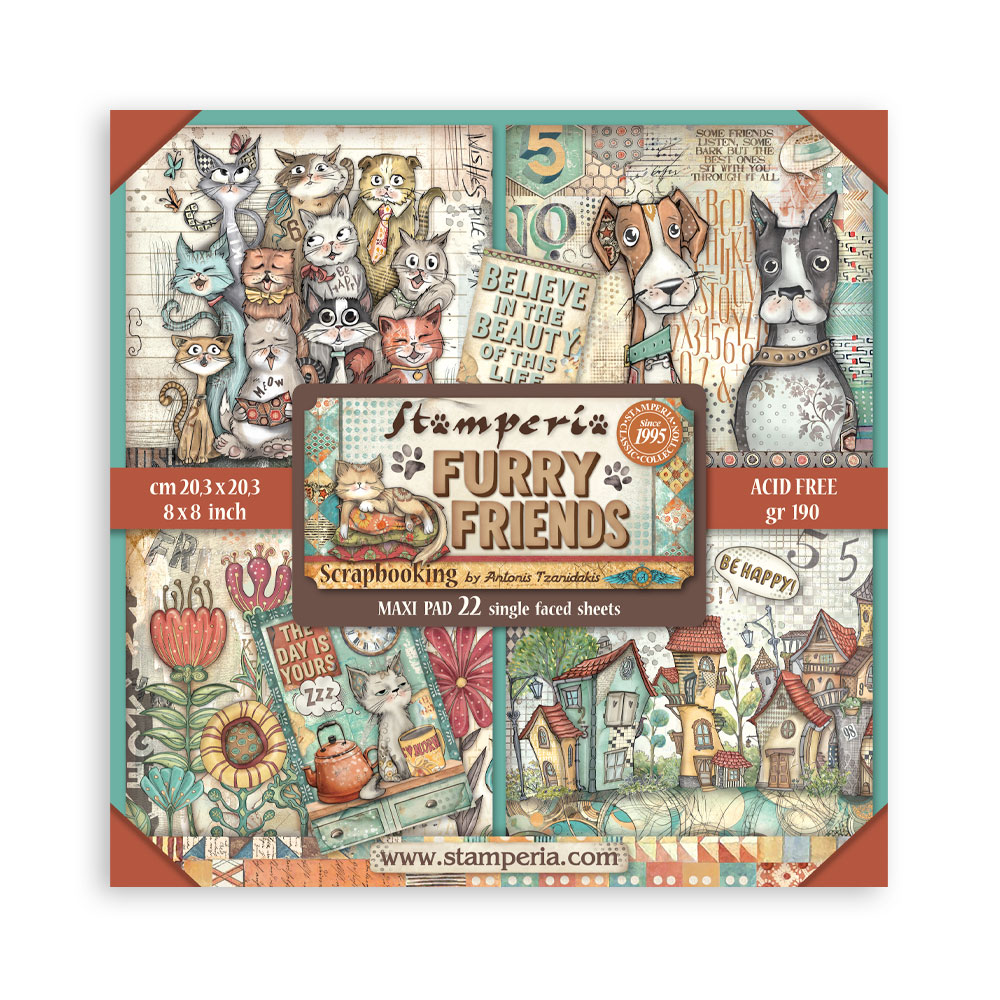 Stamperia - Furry Friends - 8"x8" Single Sided Pad