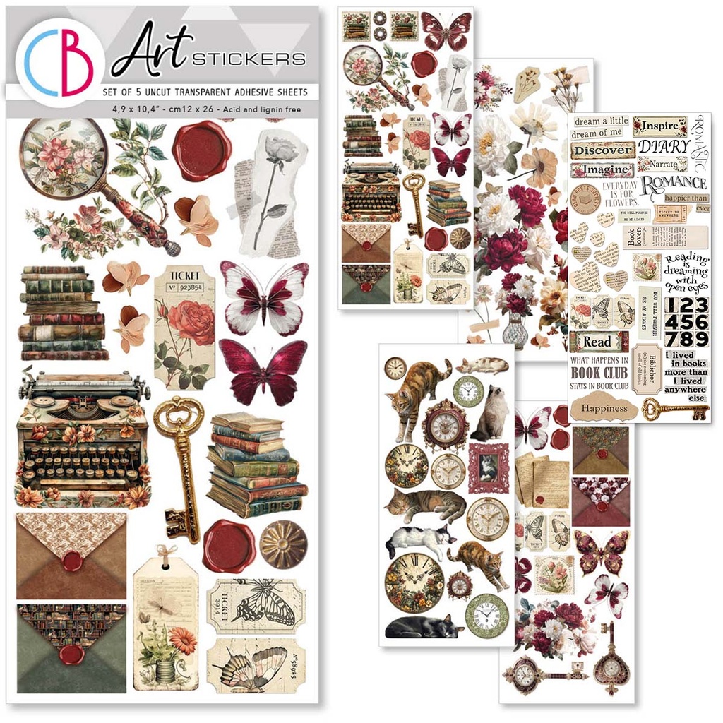 Ciao Bella Paper - Book Lovers - Art Stickers (5 sheets)