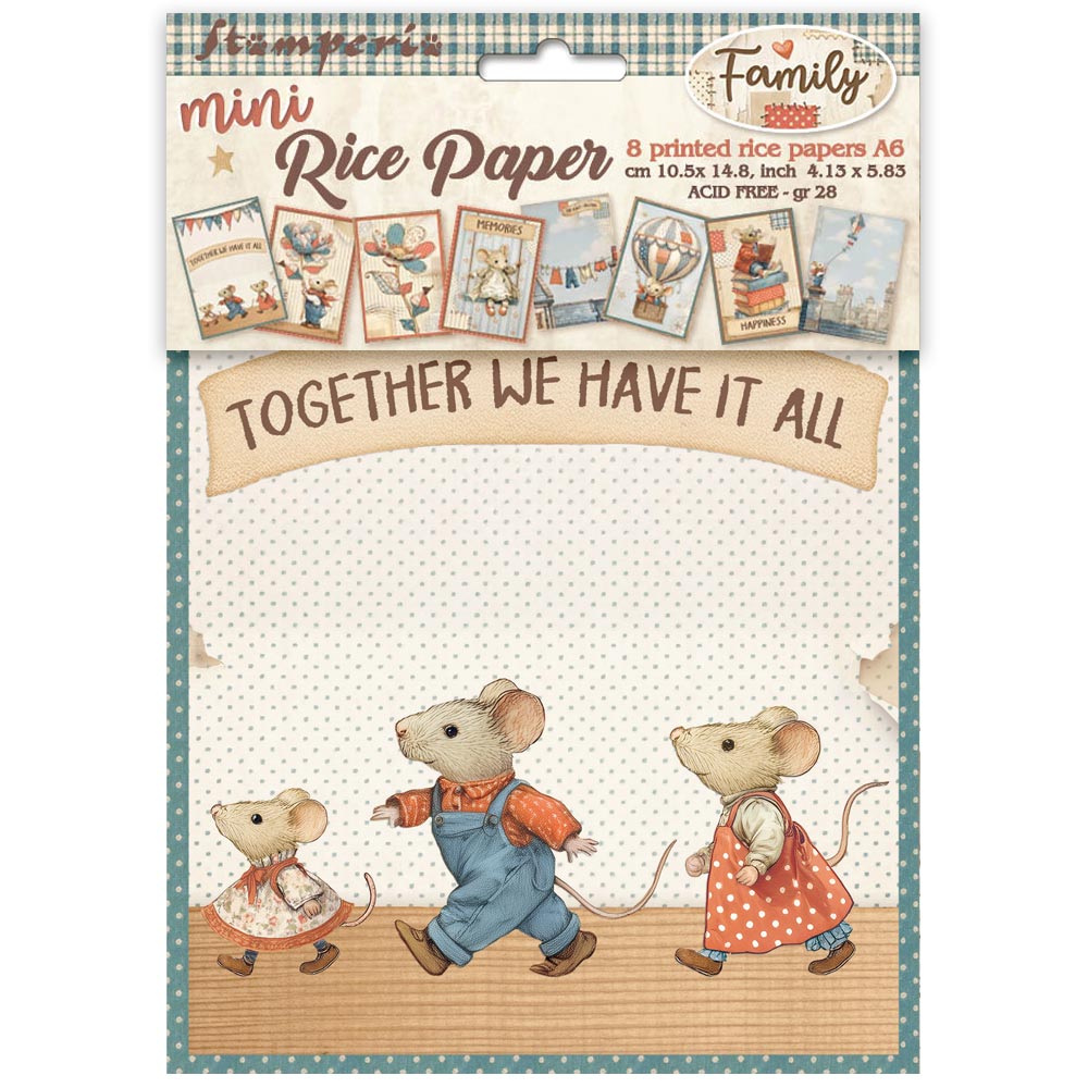 Stamperia - Family - A6 Mini Rice Paper Selection (8 designs)
