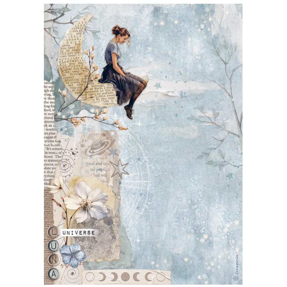 Stamperia - Secret Diary - A4 Rice Paper - Moon (New Design)