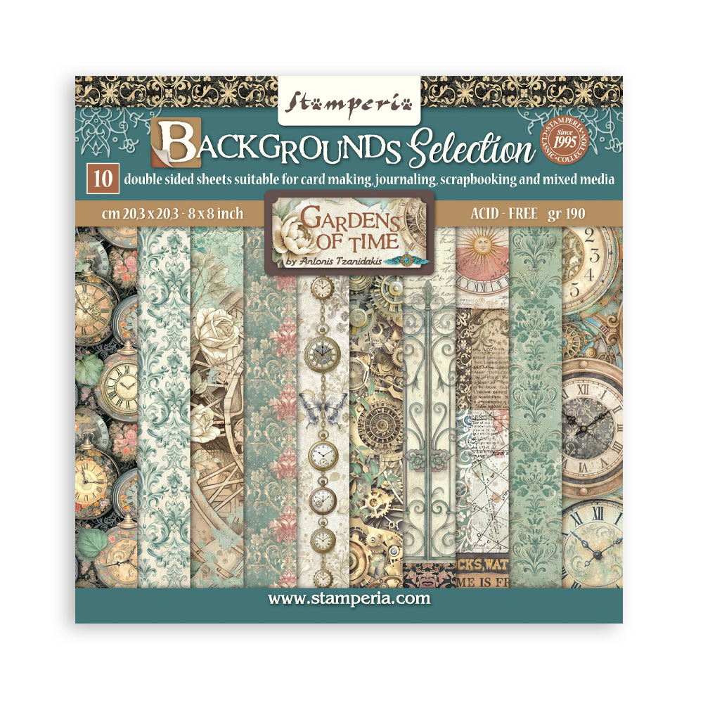 Stamperia - Gardens of Time - 8"x8" Backgrounds Scrapbooking Pad