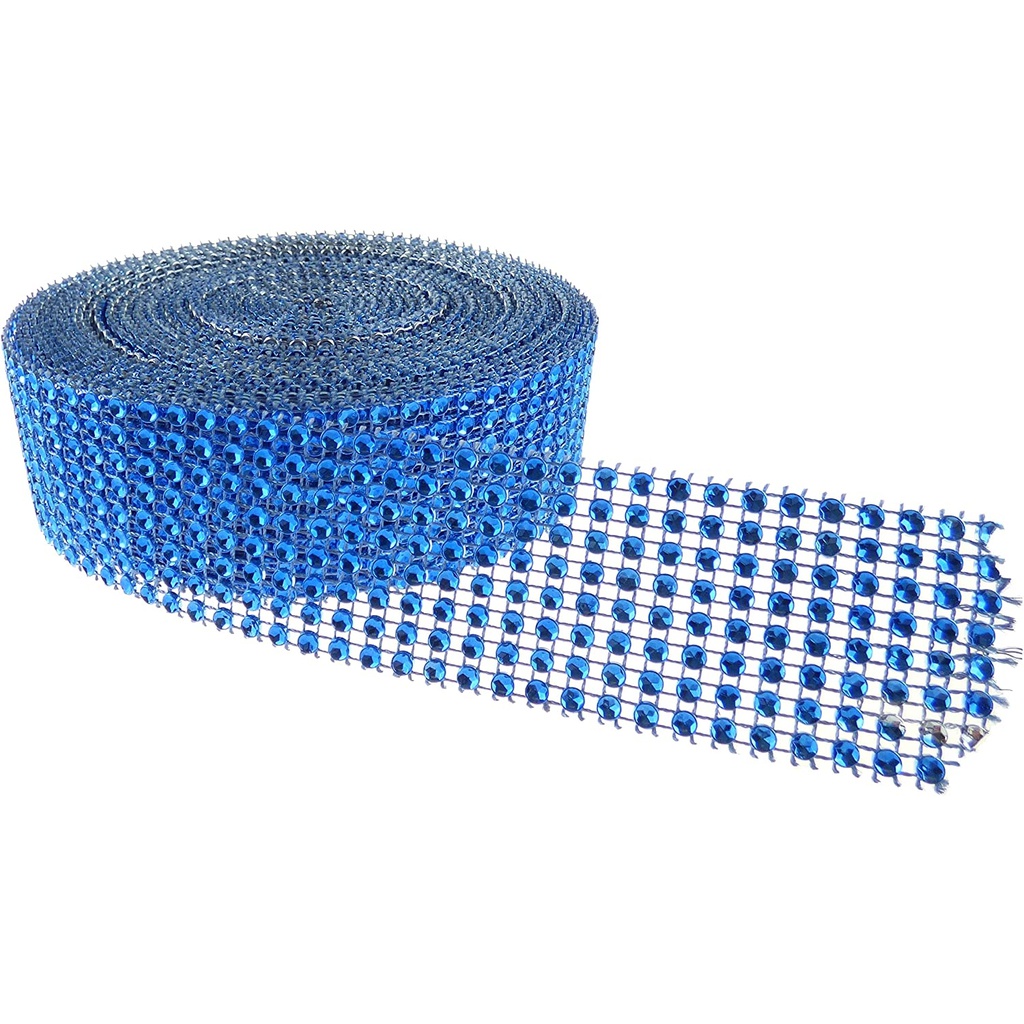 Diamante Effect Ribbon - Royal Blue (10yds)