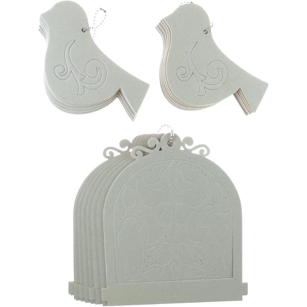 Maya Road Birdcage Chipboard Book and Fancy Bird Coaster Set