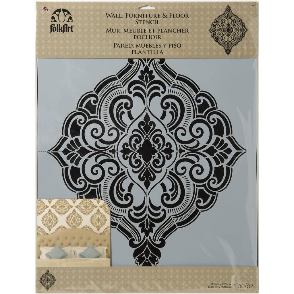 FolkArt Ornate Damask Wall Stencil 