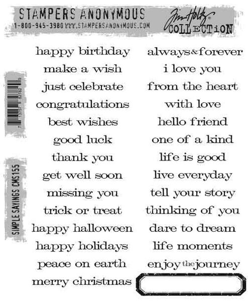Tim Holtz - Stampers Anonymous Cling Stamps - Simple Sayings