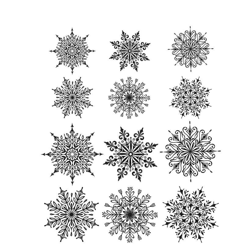 Tim Holtz - Stampers Anonymous Cling Stamps - Mini Swirly Snowflakes