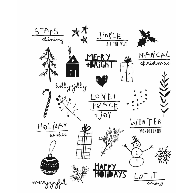 Tim Holtz - Stampers Anonymous Cling Stamps - Seasonal Scribbles