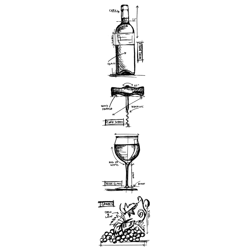 Tim Holtz Blueprint Strip Stamps - WINE