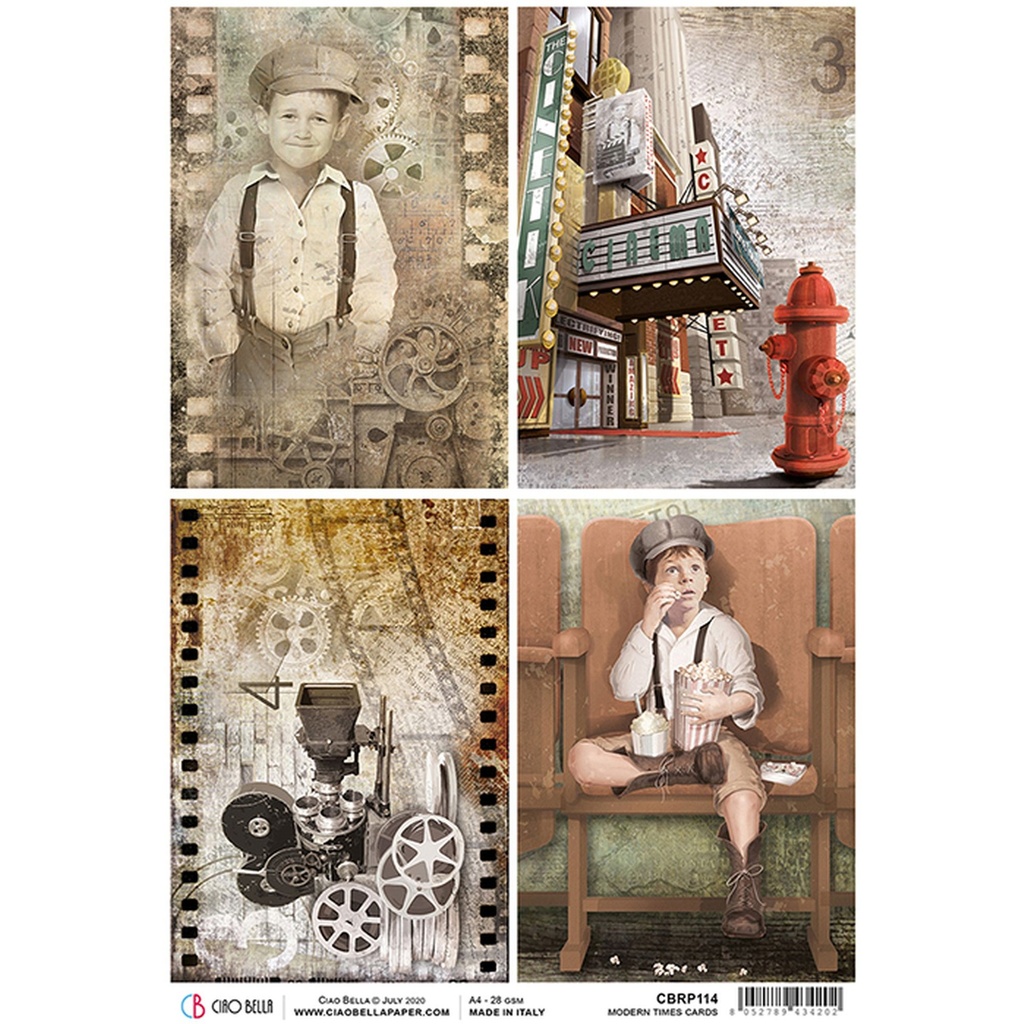 Ciao Bella Paper - Modern Times Cards A4 rice paper (SINGLE Sheet)